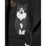 Dolce & Gabbana Black Bee Crown Embellished Suit Coat Blazer