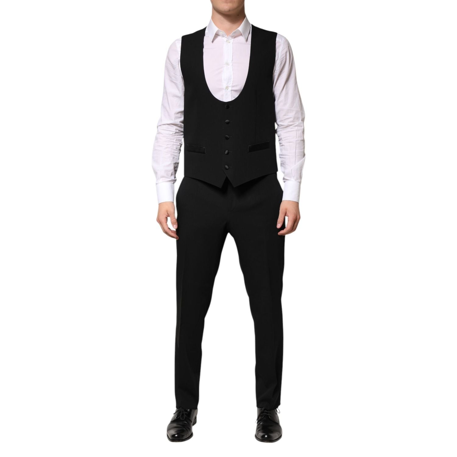 Dolce & Gabbana Black Wool 3 Piece Single Breasted Suit