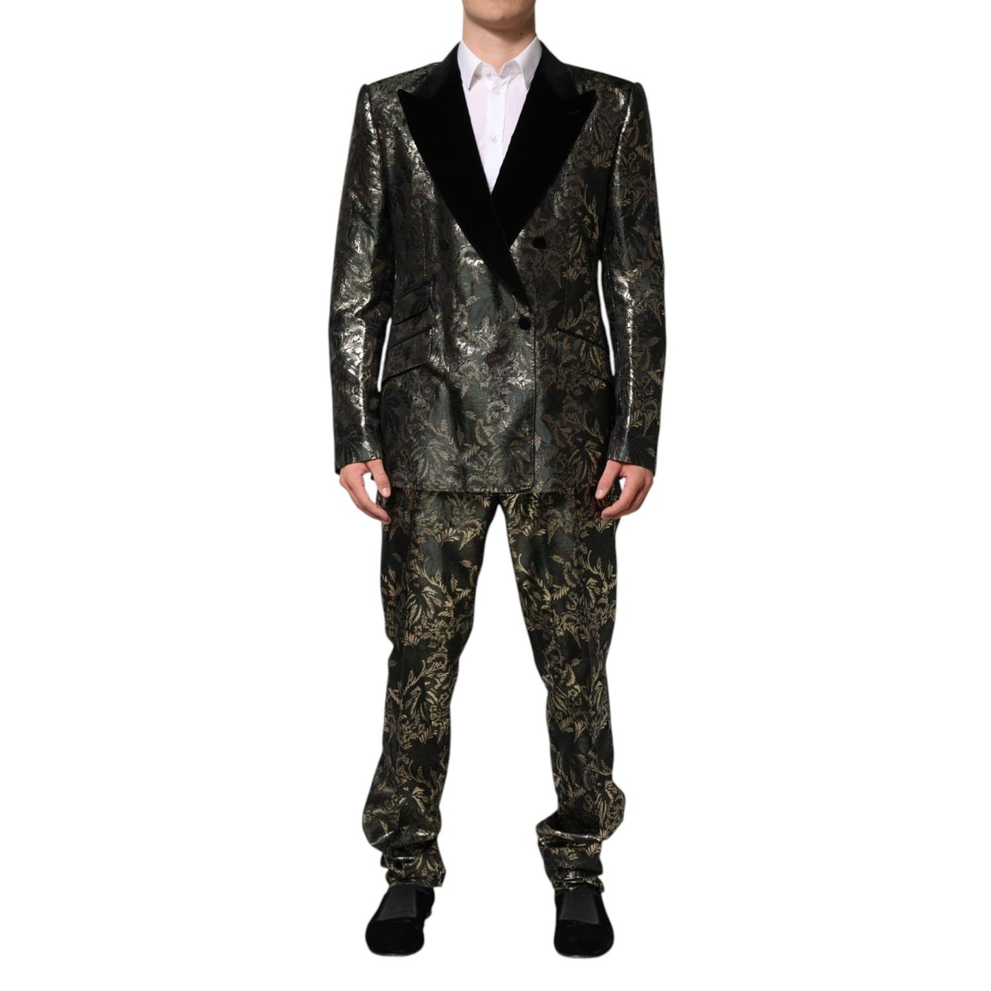 Dolce & Gabbana Metallic Floral Jacquard Silk 2 Piece Suit