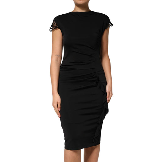 Roberto Cavalli Black Bodycon Short Sleeves Dress