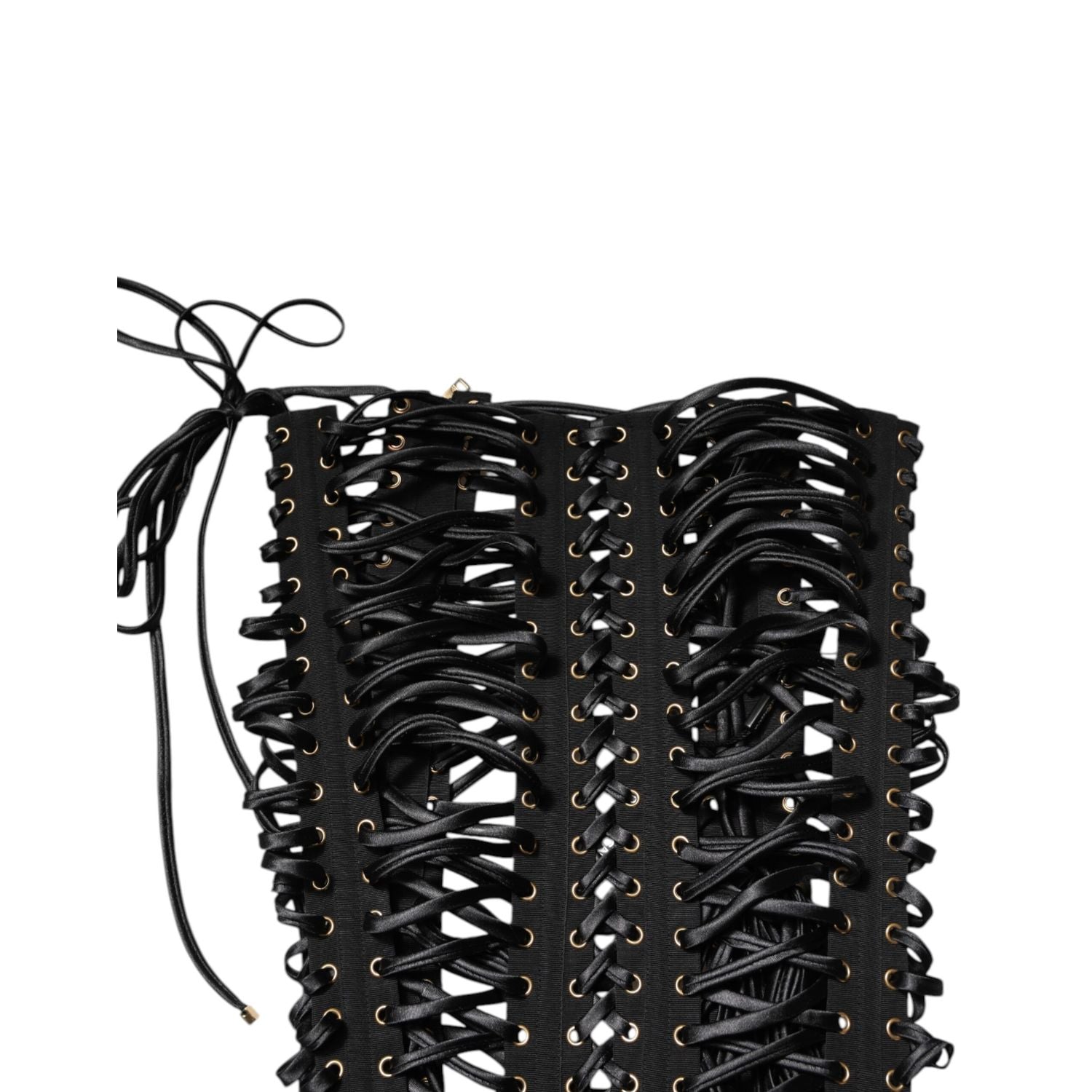 Dolce & Gabbana Black Eyelet Embellished Corset Style Top