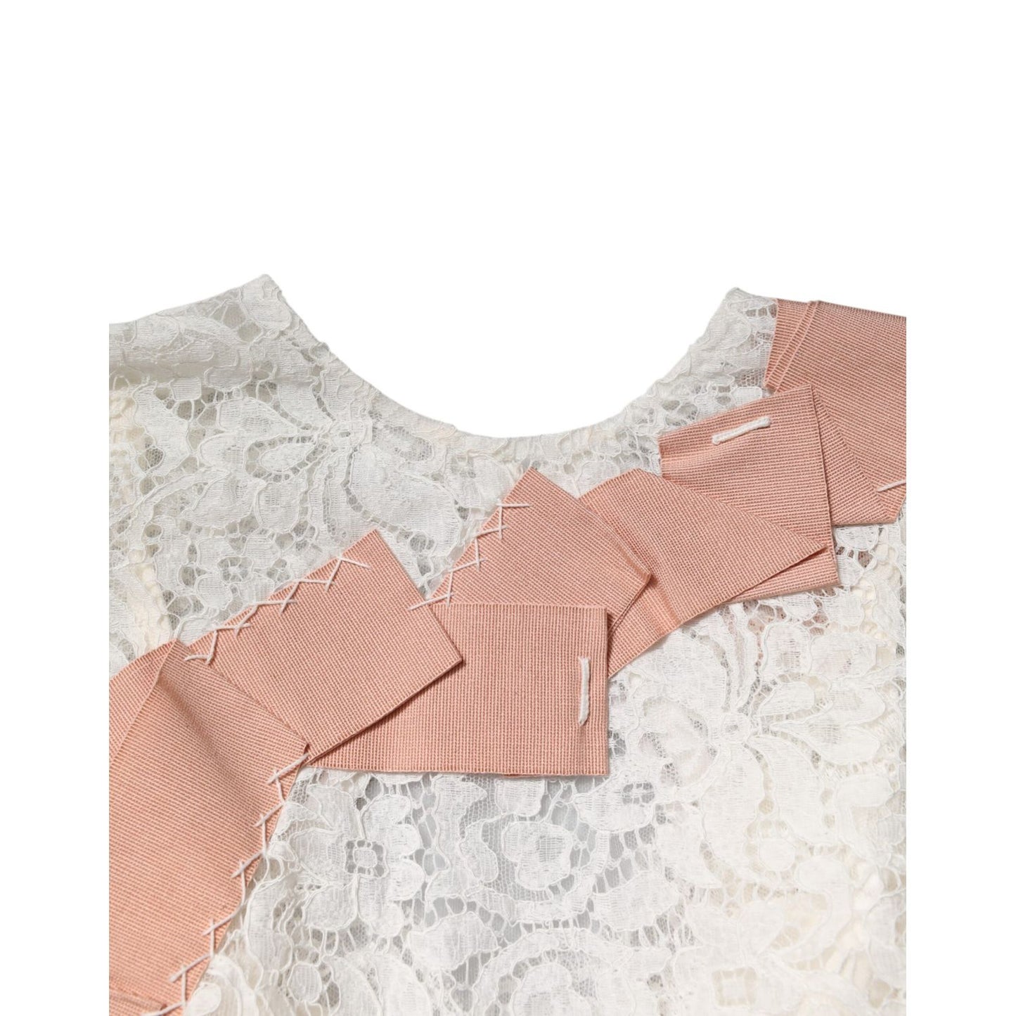Dolce & Gabbana White Floral Lace Short Sleeves Blouse Top