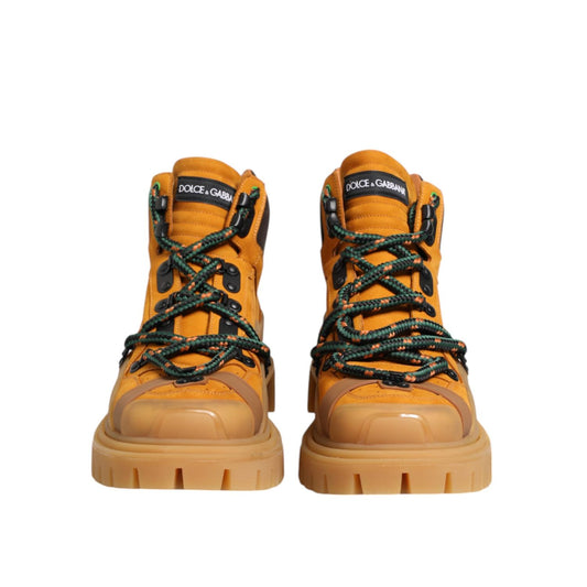 Dolce & Gabbana Orange Lace Up Trekking Ankle Boots Shoes MV7695-46