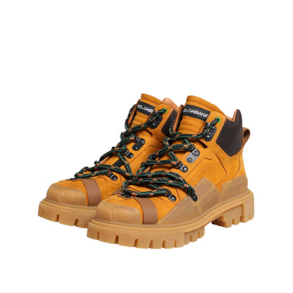 Dolce & Gabbana Orange Lace Up Trekking Ankle Boots Shoes
