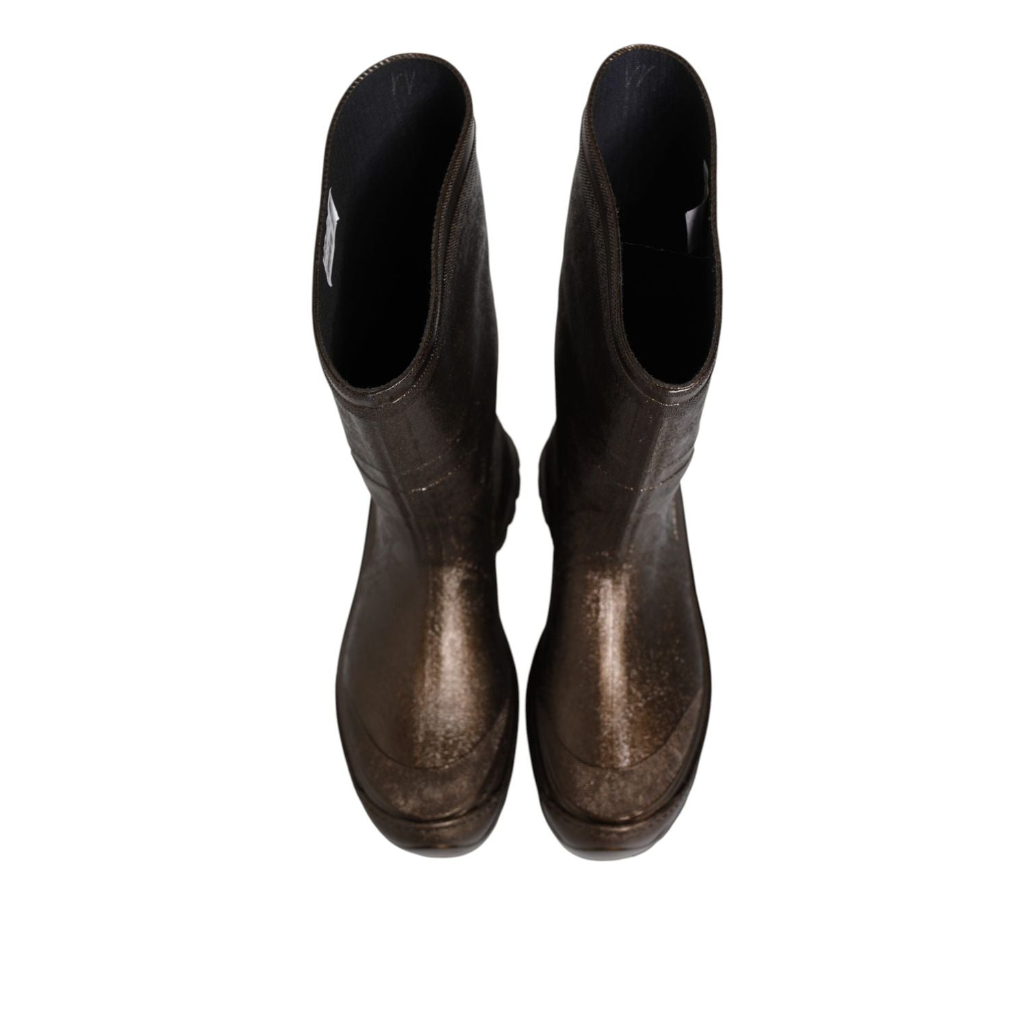 Dolce & Gabbana Metallic Brown Pull On Rain Boots Shoes