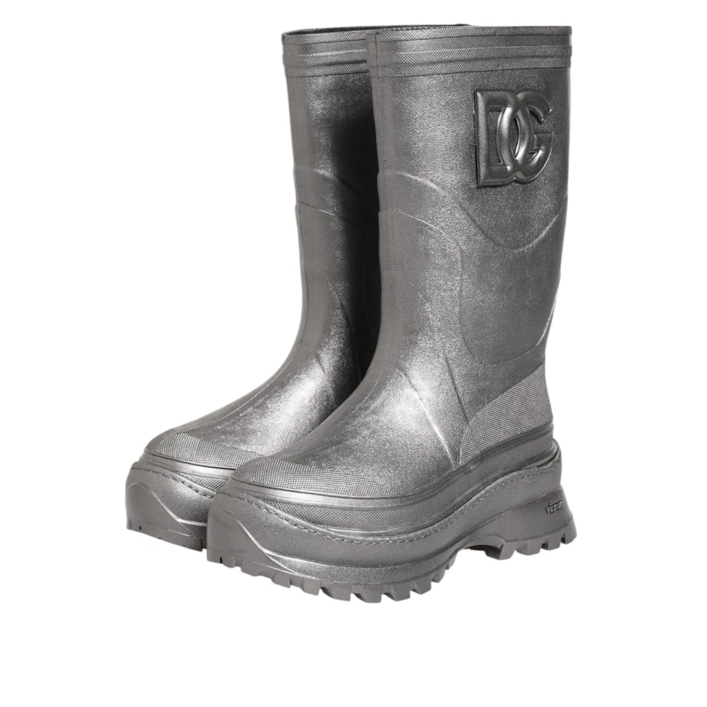Dolce & Gabbana Metallic Silver Pull On Rain Boots Shoes