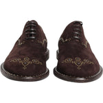 Dolce & Gabbana Brown Velvet Lace Up Oxford Dress Shoes MV7630-41