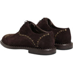 Dolce & Gabbana Brown Velvet Lace Up Oxford Dress Shoes MV7630-41