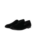Dolce & Gabbana Black Jacquard Loafers Formal Men Dress Shoes MV7673-39