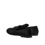 Dolce & Gabbana Black Jacquard Loafers Formal Men Dress Shoes MV7673-39