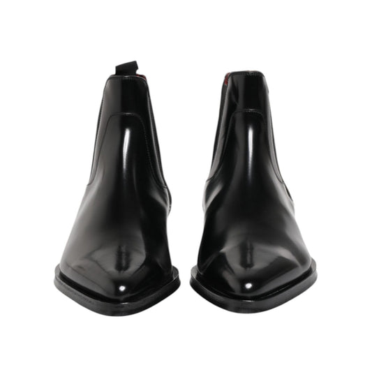 Dolce & Gabbana Black Leather MILLENIALS Mid Calf Boots Shoes MV7678-40