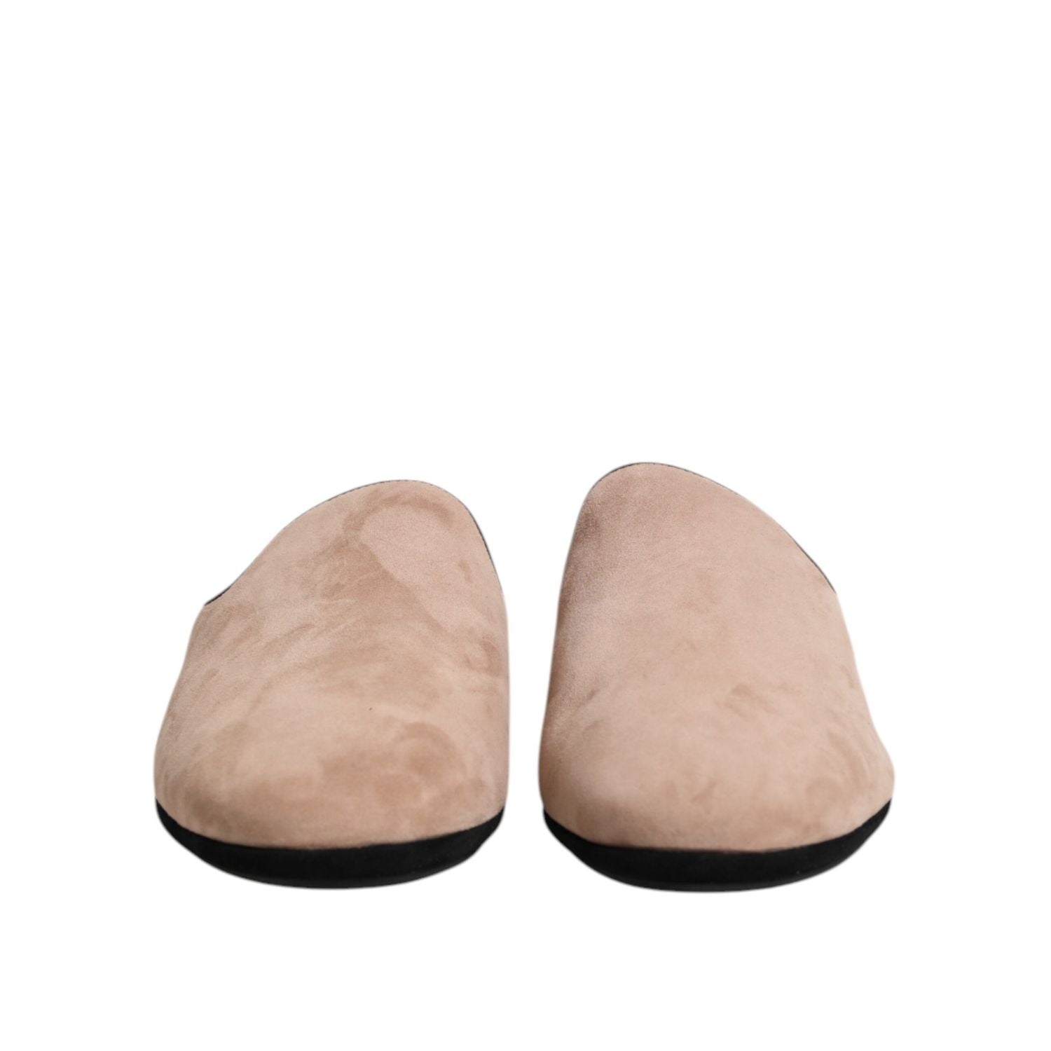 Dolce & Gabbana Beige Suede Leather Slides Flat Slipper Shoes