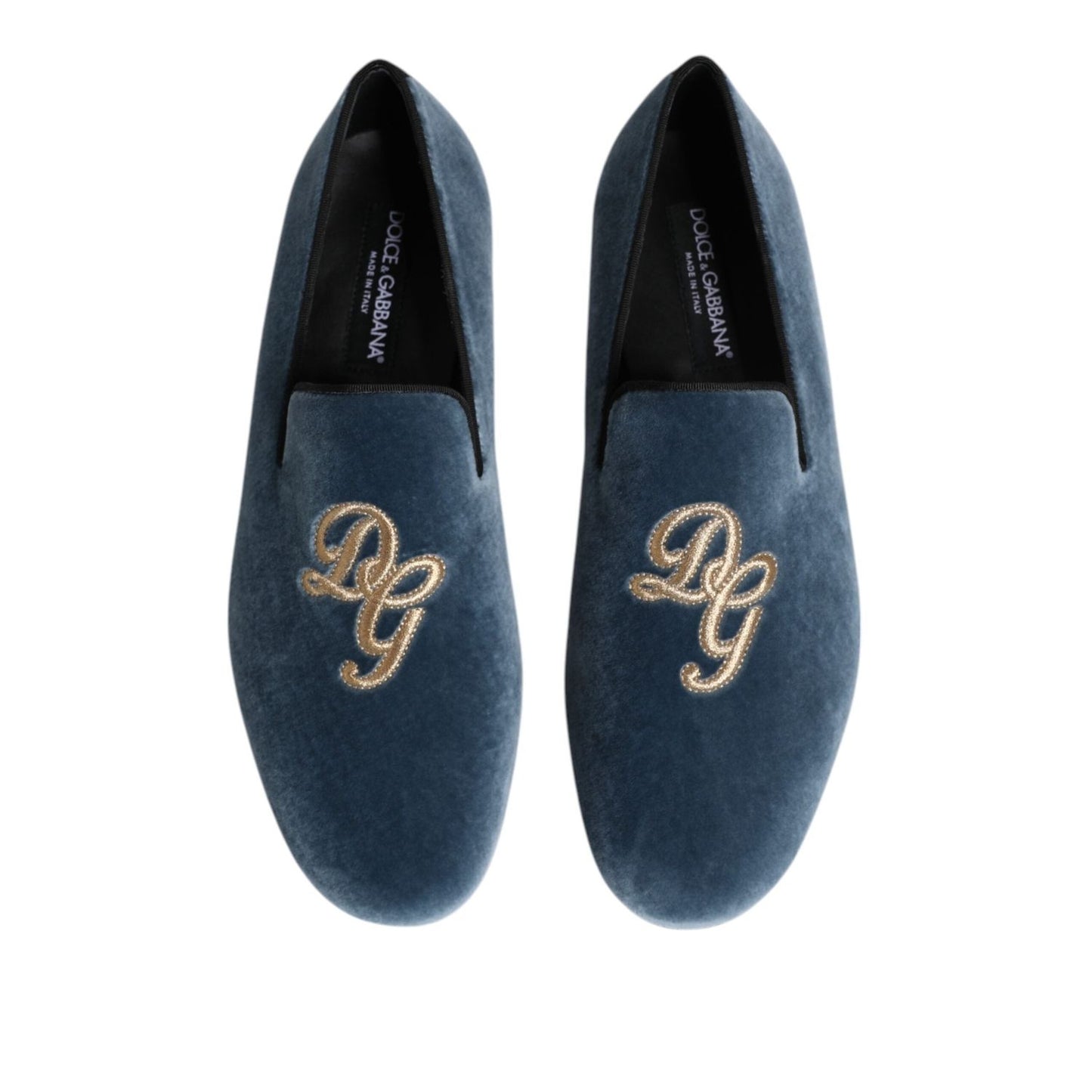 Dolce & Gabbana Blue Velvet DG Logo Loafers Formal Shoes MV7703-42