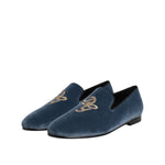 Dolce & Gabbana Blue Velvet DG Logo Loafers Formal Shoes MV7703-42
