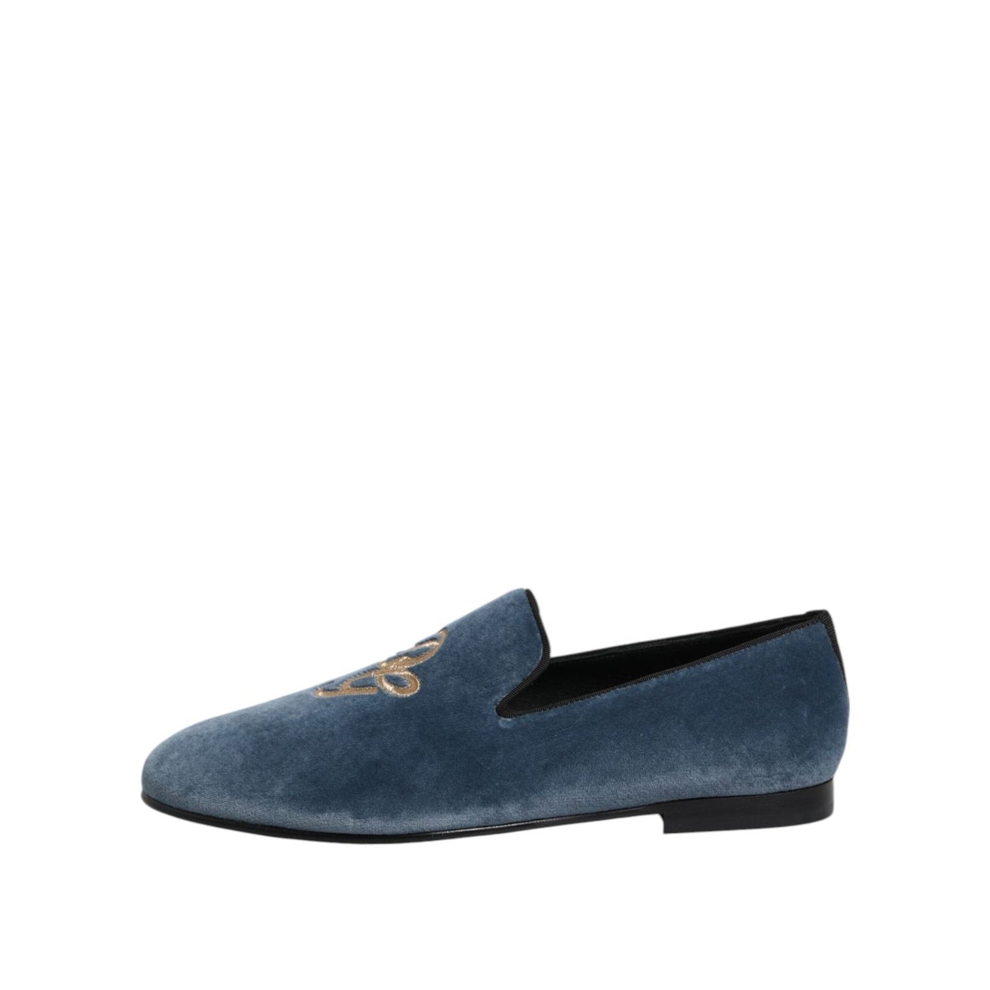 Dolce & Gabbana Blue Velvet DG Logo Loafers Formal Shoes MV7703-42