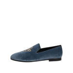 Dolce & Gabbana Blue Velvet DG Logo Loafers Formal Shoes MV7703-42