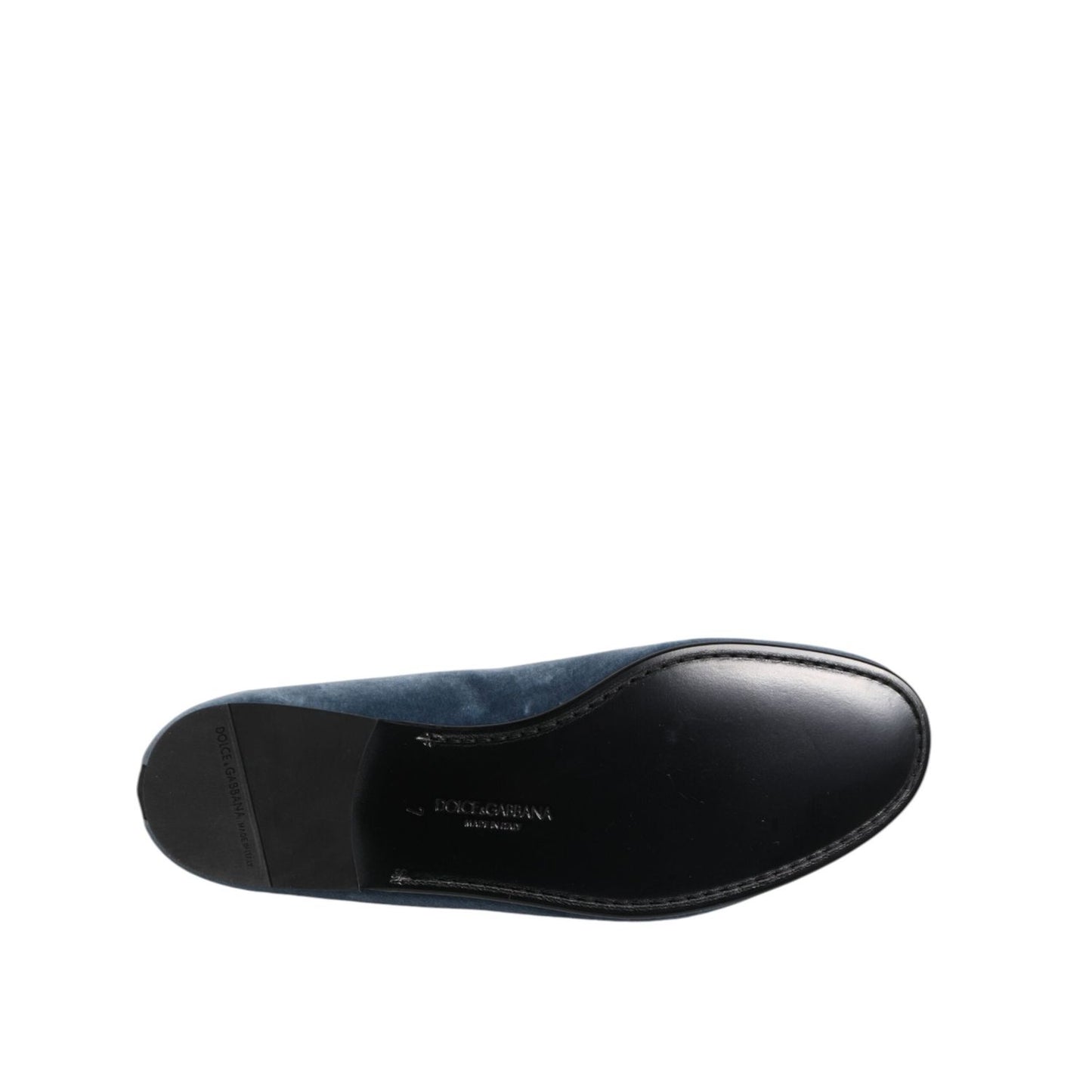 Dolce & Gabbana Blue Velvet DG Logo Loafers Formal Shoes MV7703-42