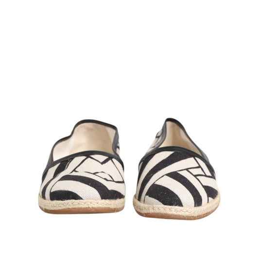 Dolce & Gabbana Black White Stripes Flat Espadrille Shoes MV7746-42.5