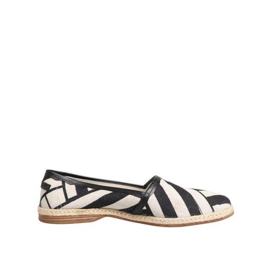 Dolce & Gabbana Black White Stripes Flat Espadrille Shoes MV7746-42.5