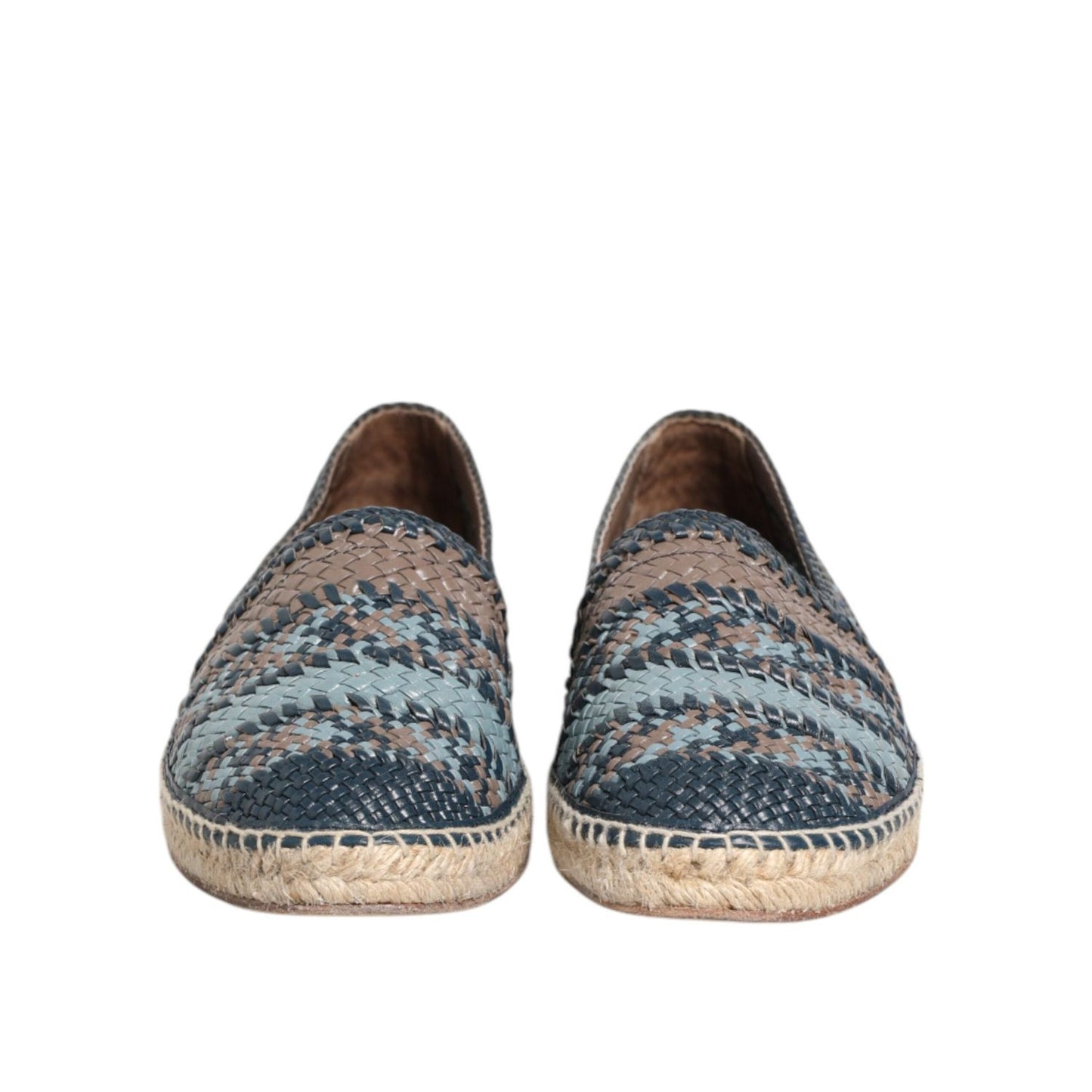 Dolce & Gabbana Blue Gray Woven Leather Buffalo Espadrille Shoes MV7856-42