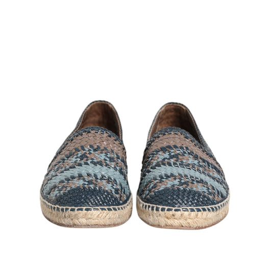 Dolce & Gabbana Blue Gray Woven Leather Buffalo Espadrille Shoes MV7856-42