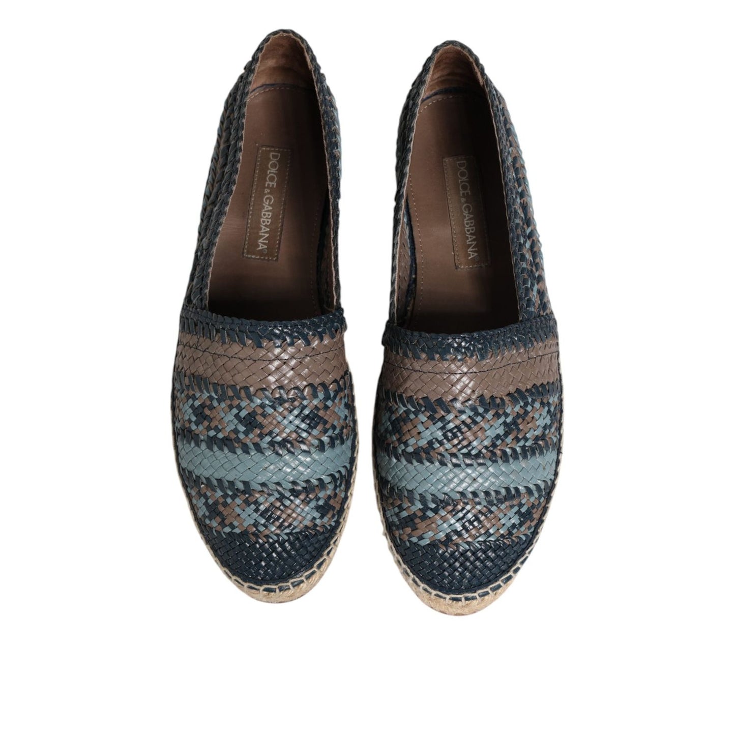 Dolce & Gabbana Blue Gray Woven Leather Buffalo Espadrille Shoes MV7856-42