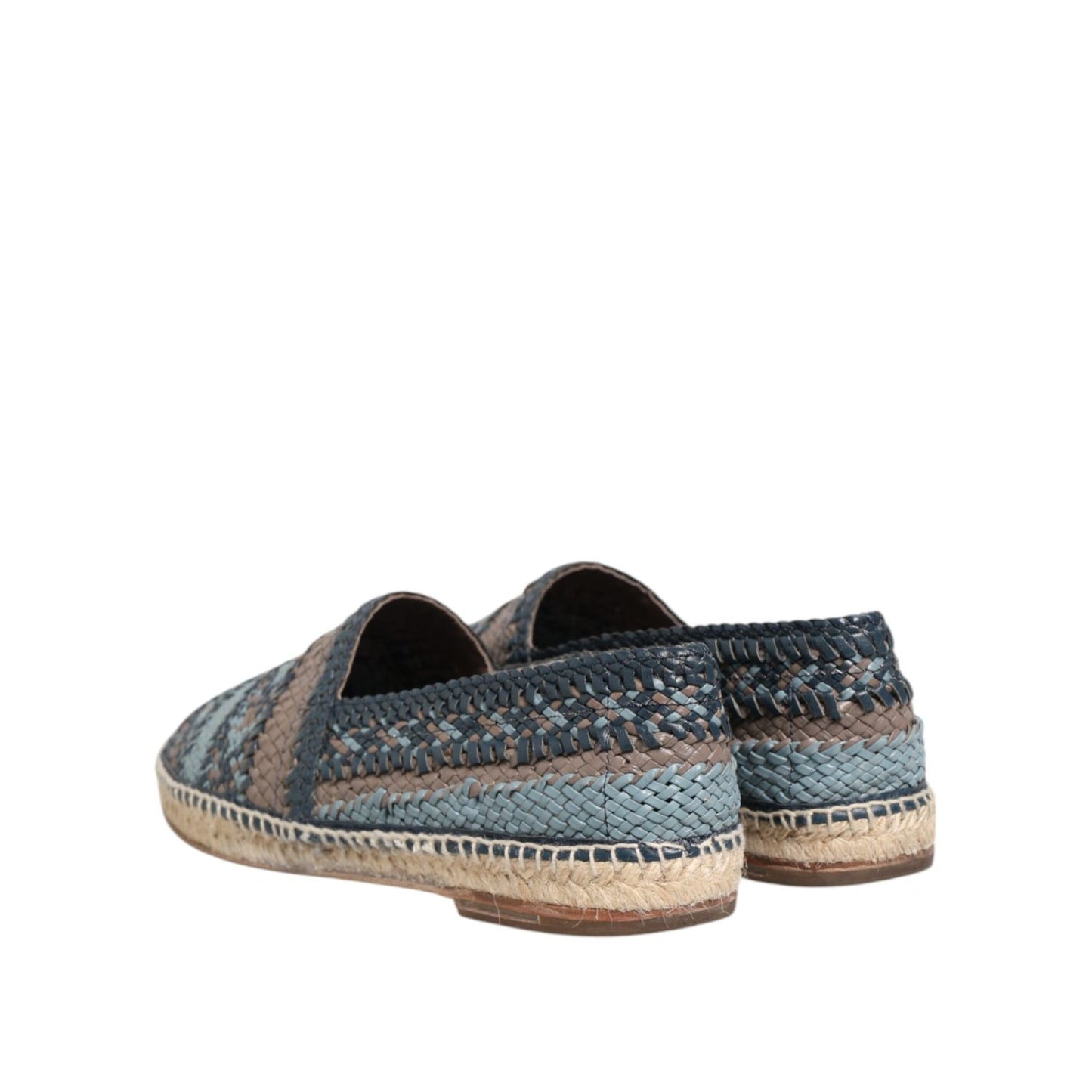 Dolce & Gabbana Blue Gray Woven Leather Buffalo Espadrille Shoes