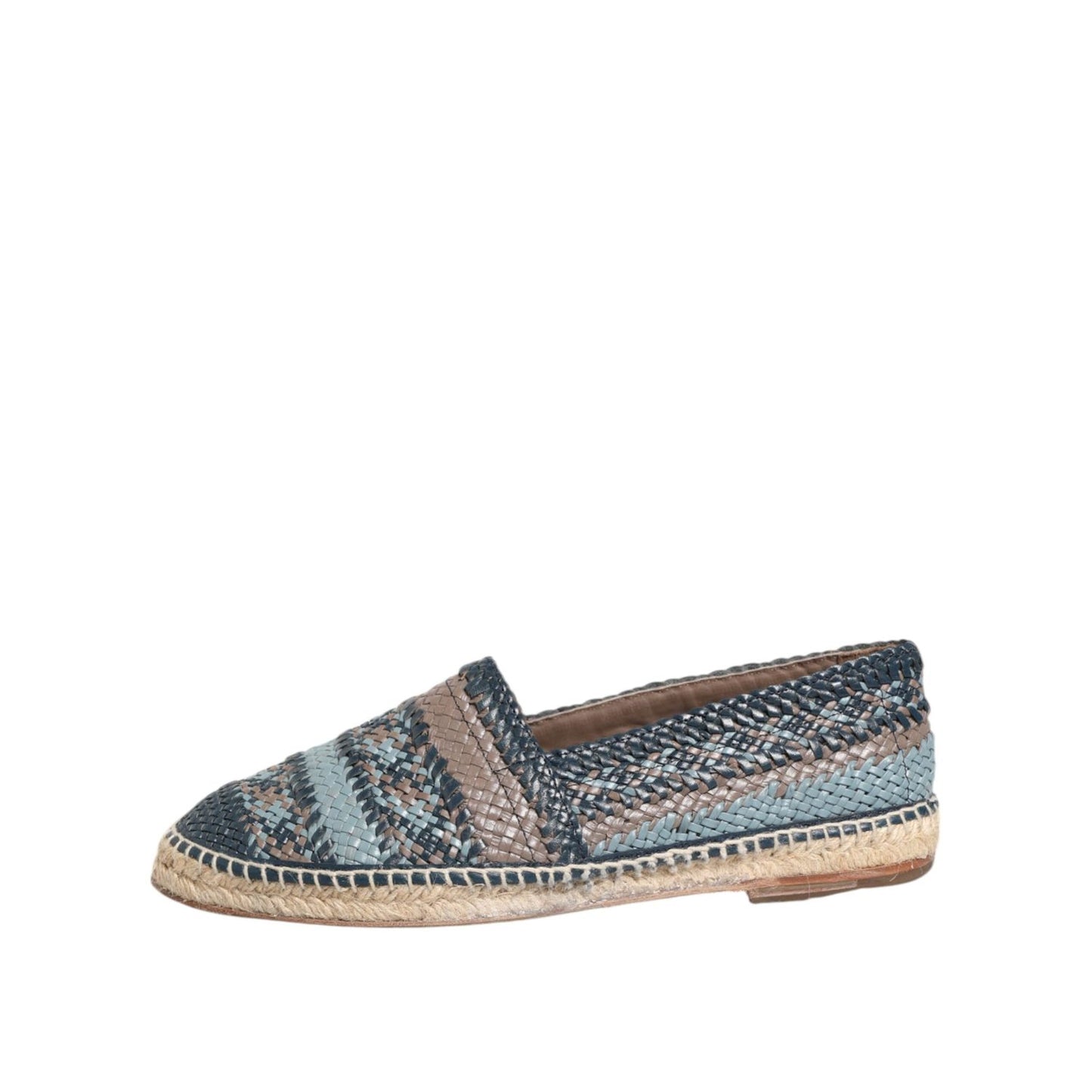 Dolce & Gabbana Blue Gray Woven Leather Buffalo Espadrille Shoes MV7856-42