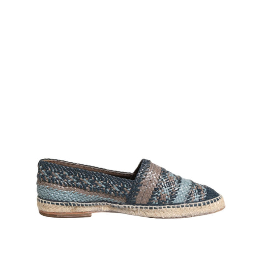 Dolce & Gabbana Blue Gray Woven Leather Buffalo Espadrille Shoes MV7856-42
