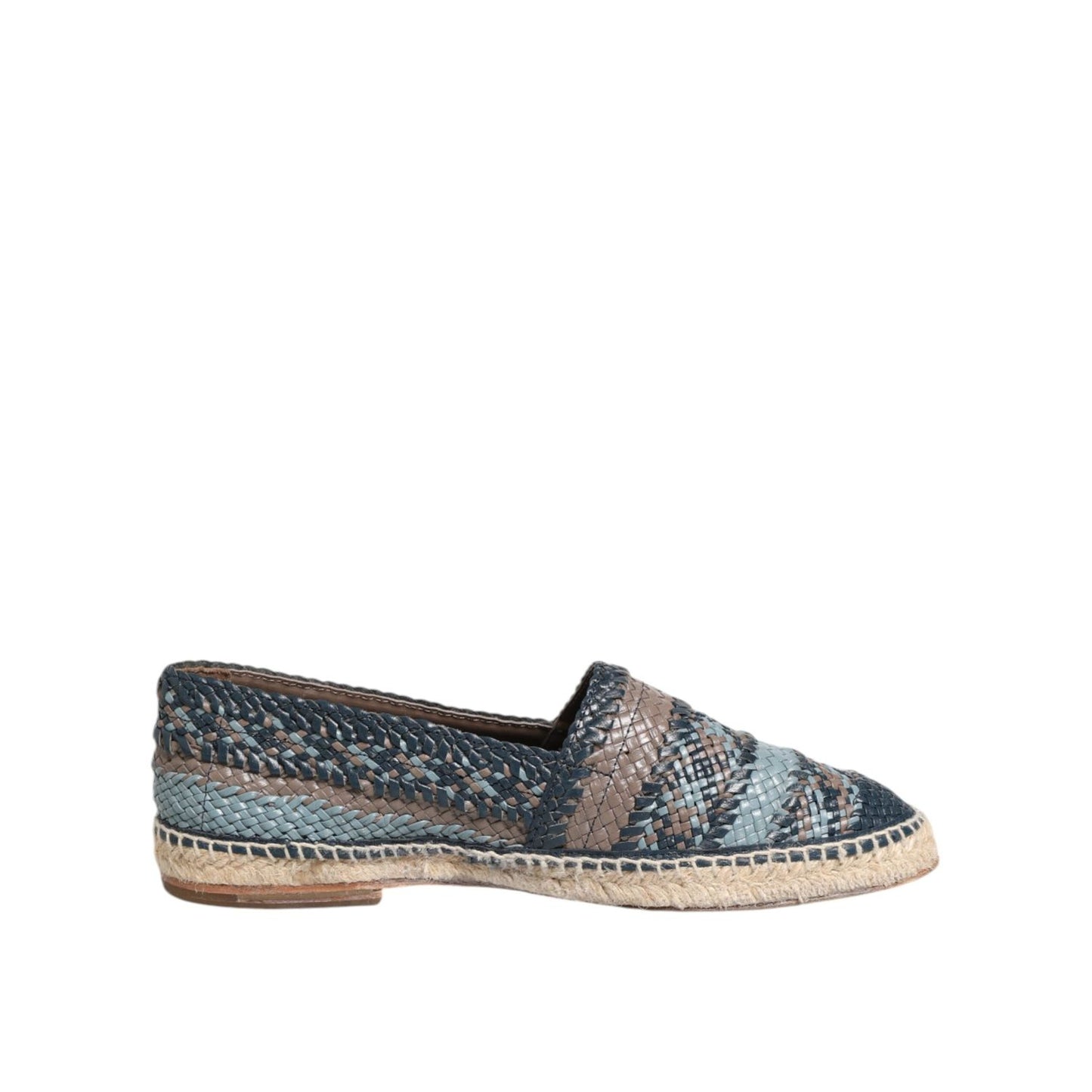 Dolce & Gabbana Blue Gray Woven Leather Buffalo Espadrille Shoes MV7856-42