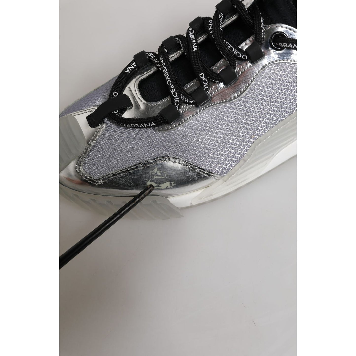 Dolce & Gabbana Silver Black Nylon NS1 Low Top Men Sneakers Shoes MV7583-41.5