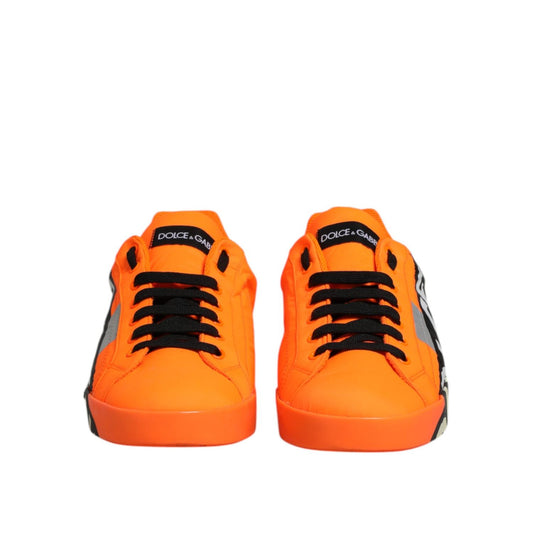 Dolce & Gabbana Orange Portofino Logo Tape Men Sneakers Shoes MV7592-43