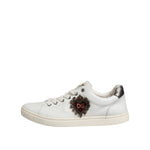 Dolce & Gabbana White Silver Sacred Heart Men Sneakers Shoes MV7593-40