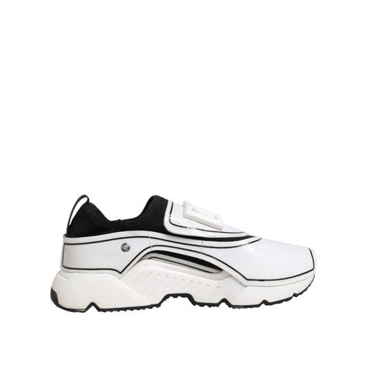 Dolce & Gabbana White Black Logo Plaque Daymaster Men Sneakers Shoes MV7595-42