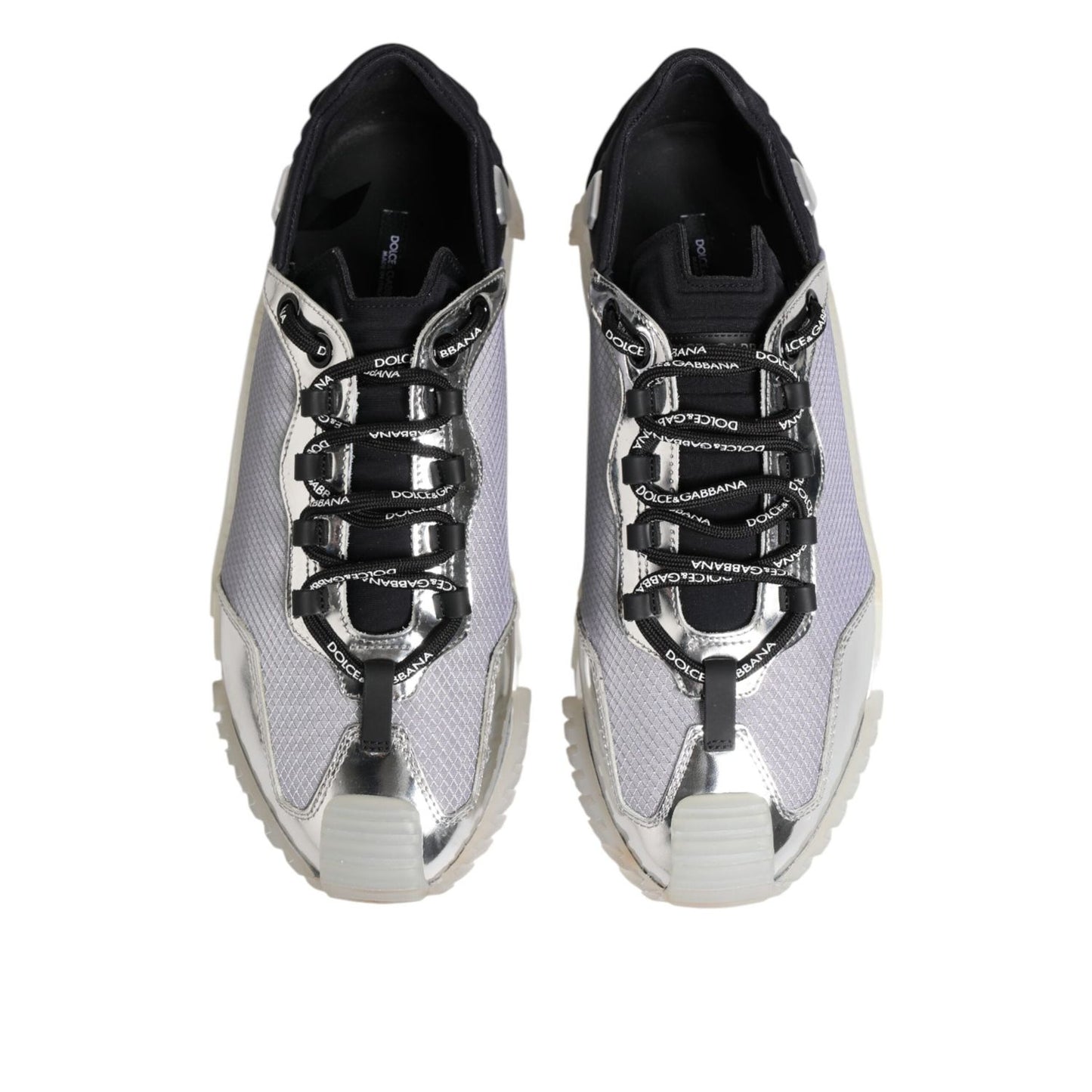 Dolce & Gabbana Silver Black Nylon NS1 Low Top Sneakers Shoes MV7603-44