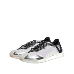 Dolce & Gabbana Silver Black Nylon NS1 Low Top Sneakers Shoes MV7603-44