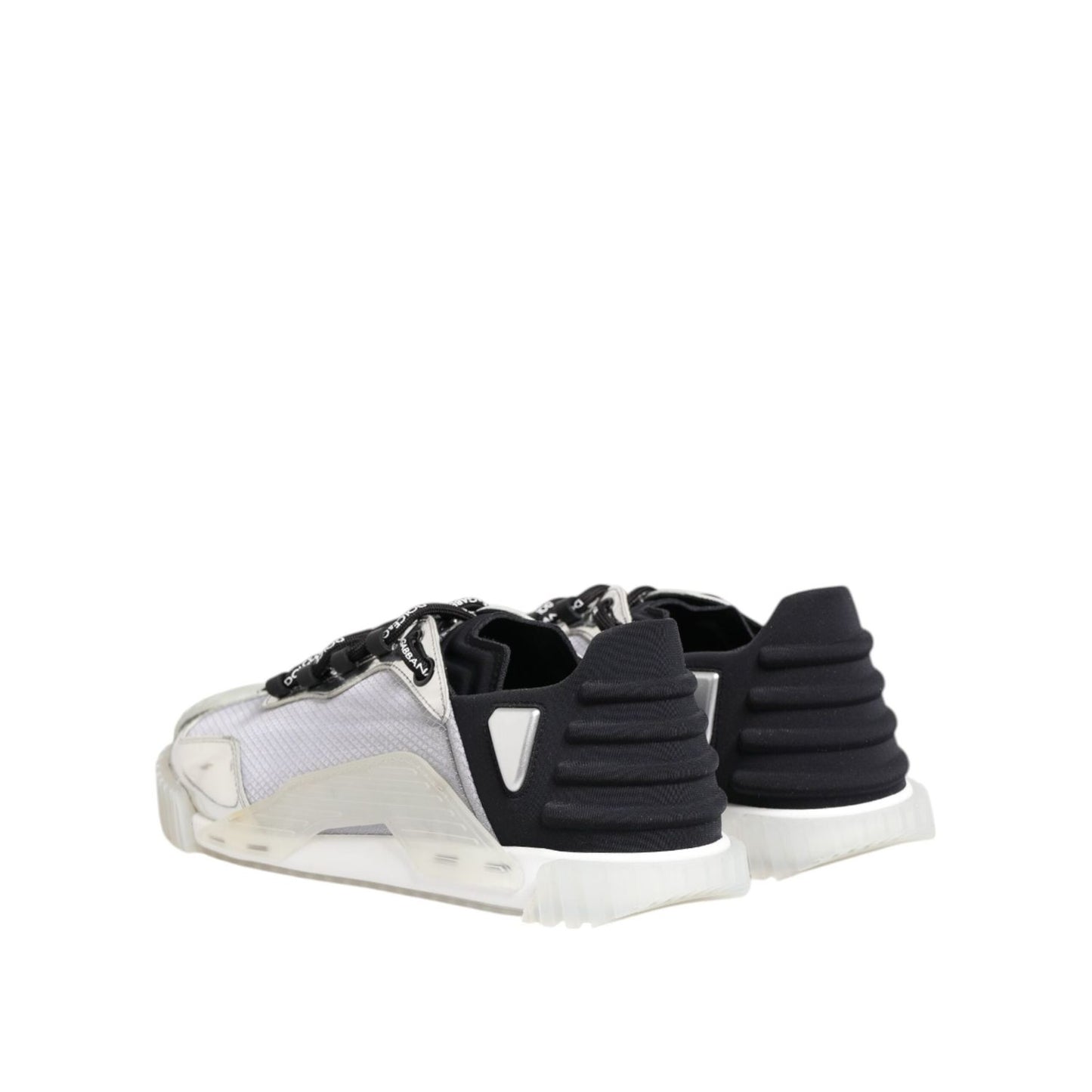 Dolce & Gabbana Silver Black Nylon NS1 Low Top Sneakers Shoes MV7603-44
