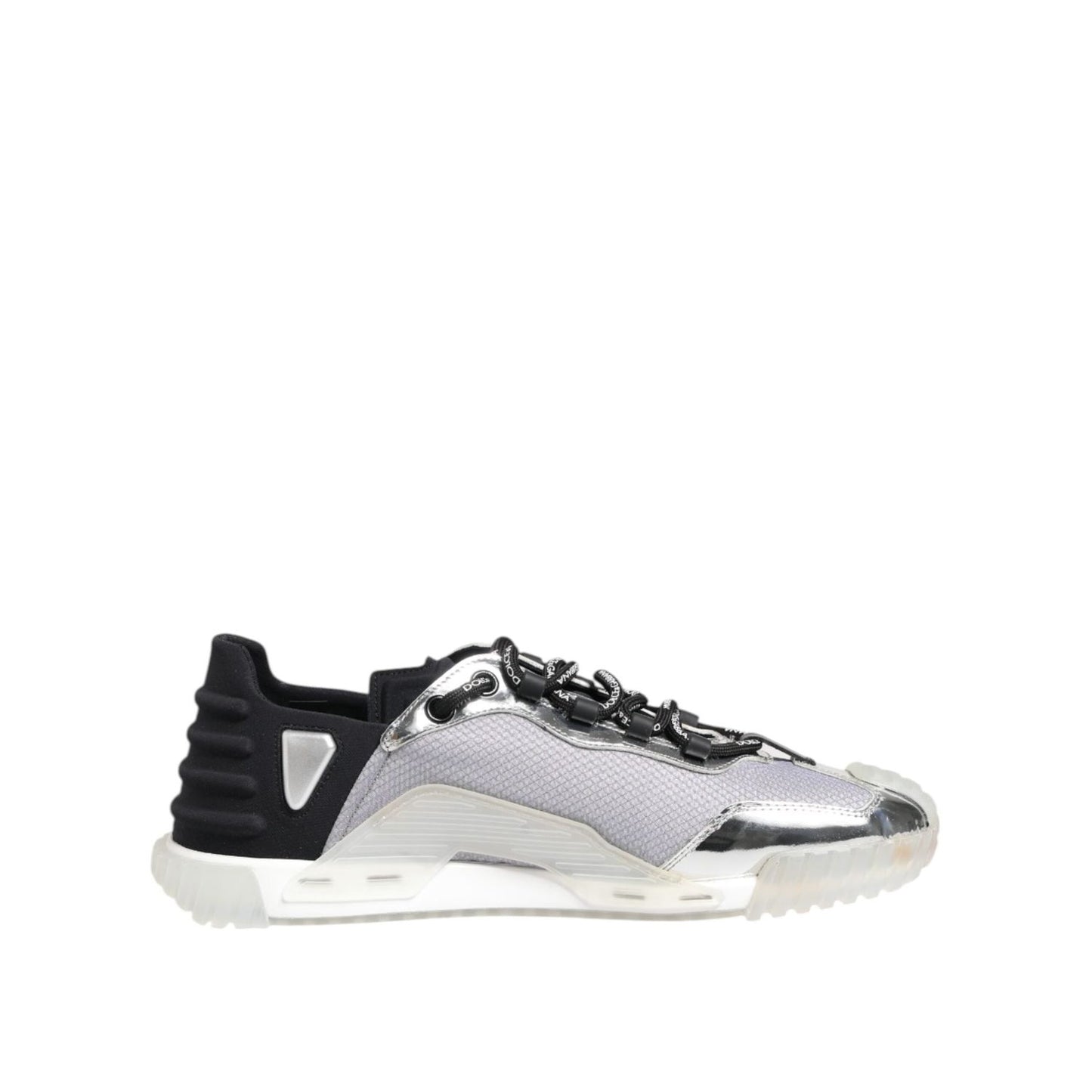 Dolce & Gabbana Silver Black Nylon NS1 Low Top Sneakers Shoes MV7603-44