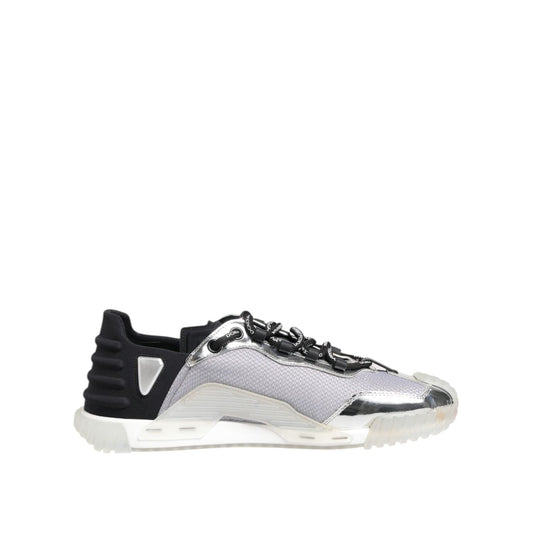 Dolce & Gabbana Silver Black Nylon NS1 Low Top Sneakers Shoes MV7603-44