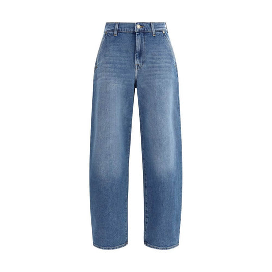 7FOR Light Blue Cotton Relaxed Fit Jeans