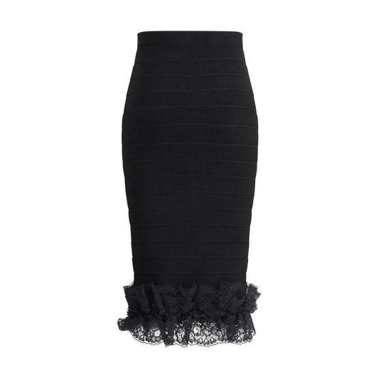Self-Portrait Lace detail Midi Skirt SE-SS25CK003MSKBBLACK-6