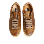 Dolce & Gabbana Brown Leather Low Top Men Sneakers Shoes MV7680-43.5