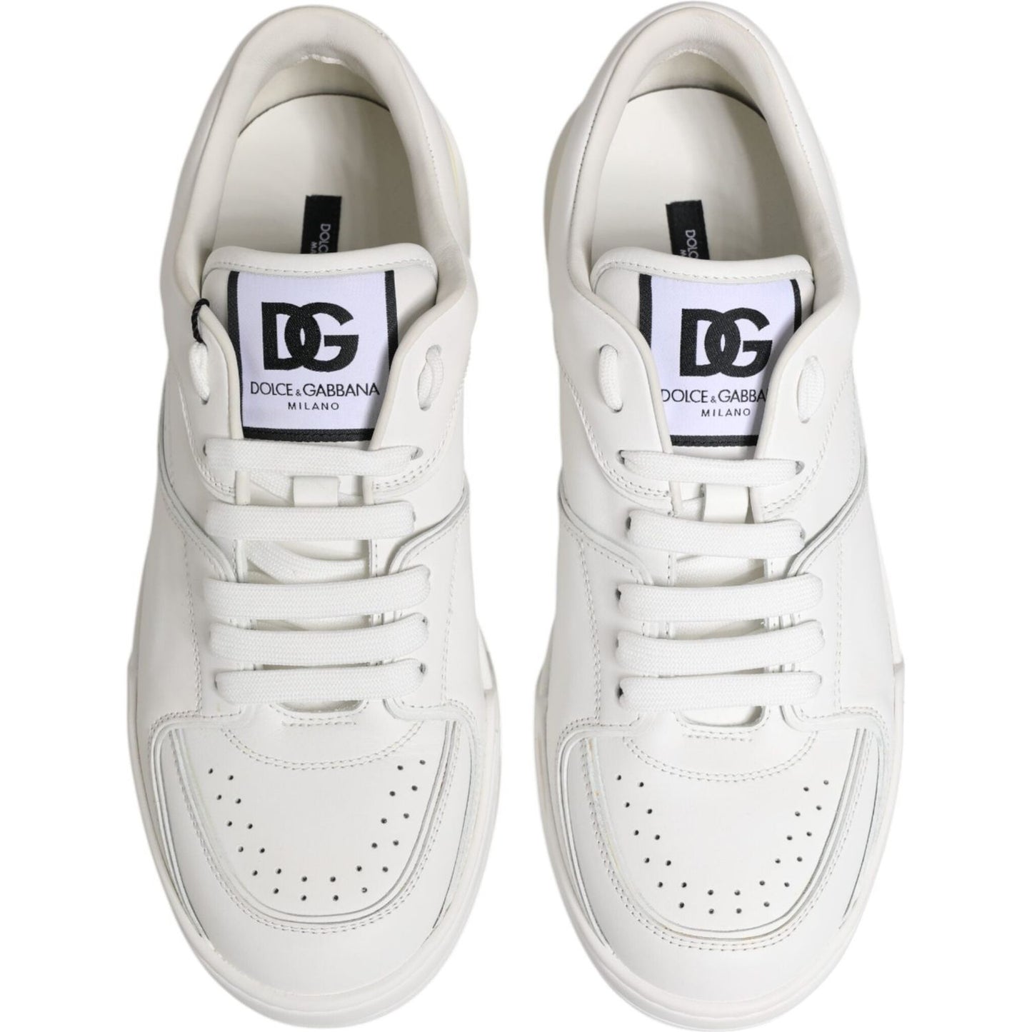 Dolce & Gabbana White Miami Leather Low Top Sneakers Shoes MV6121-40