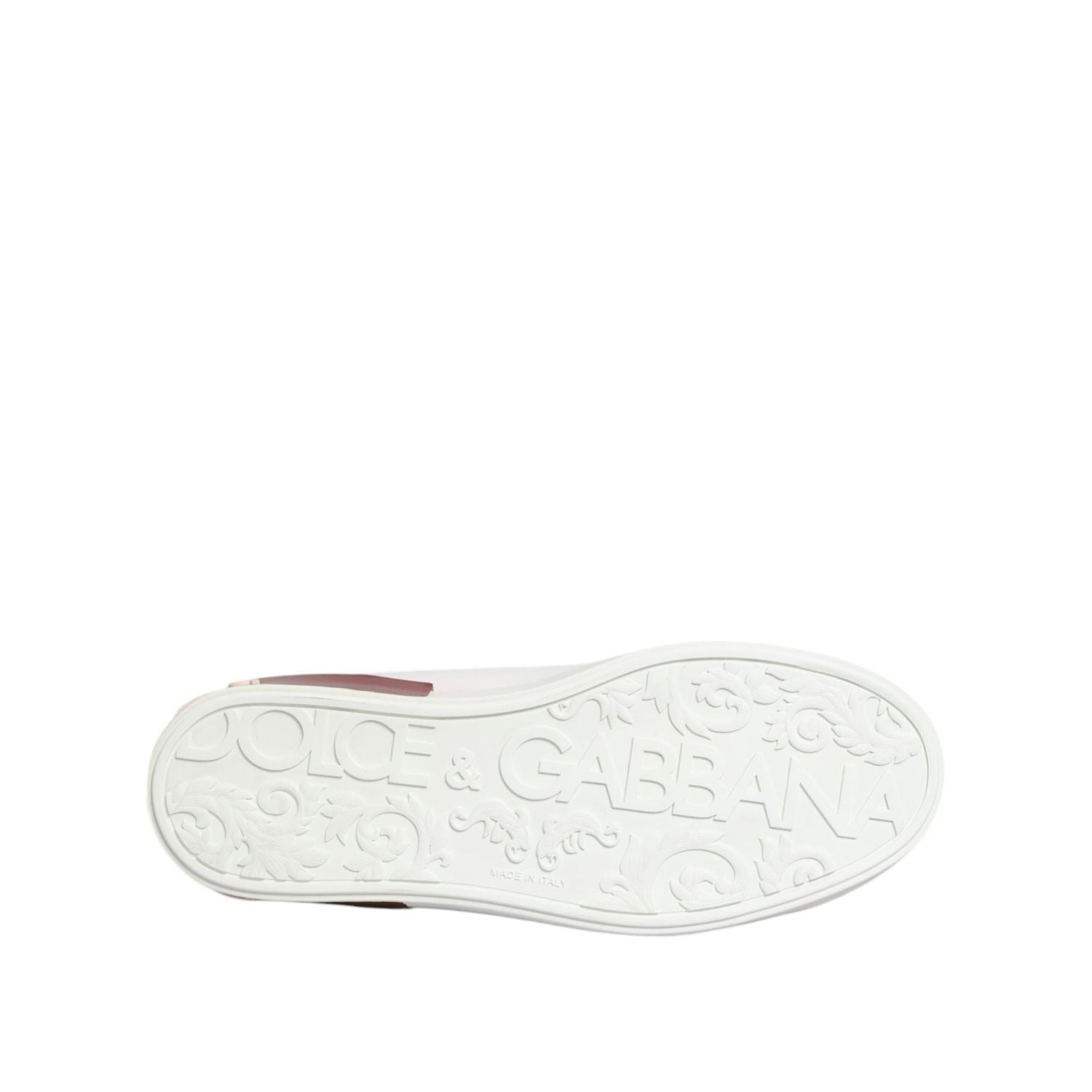 Dolce & Gabbana White Red Leather Lace Up Sneakers Shoes