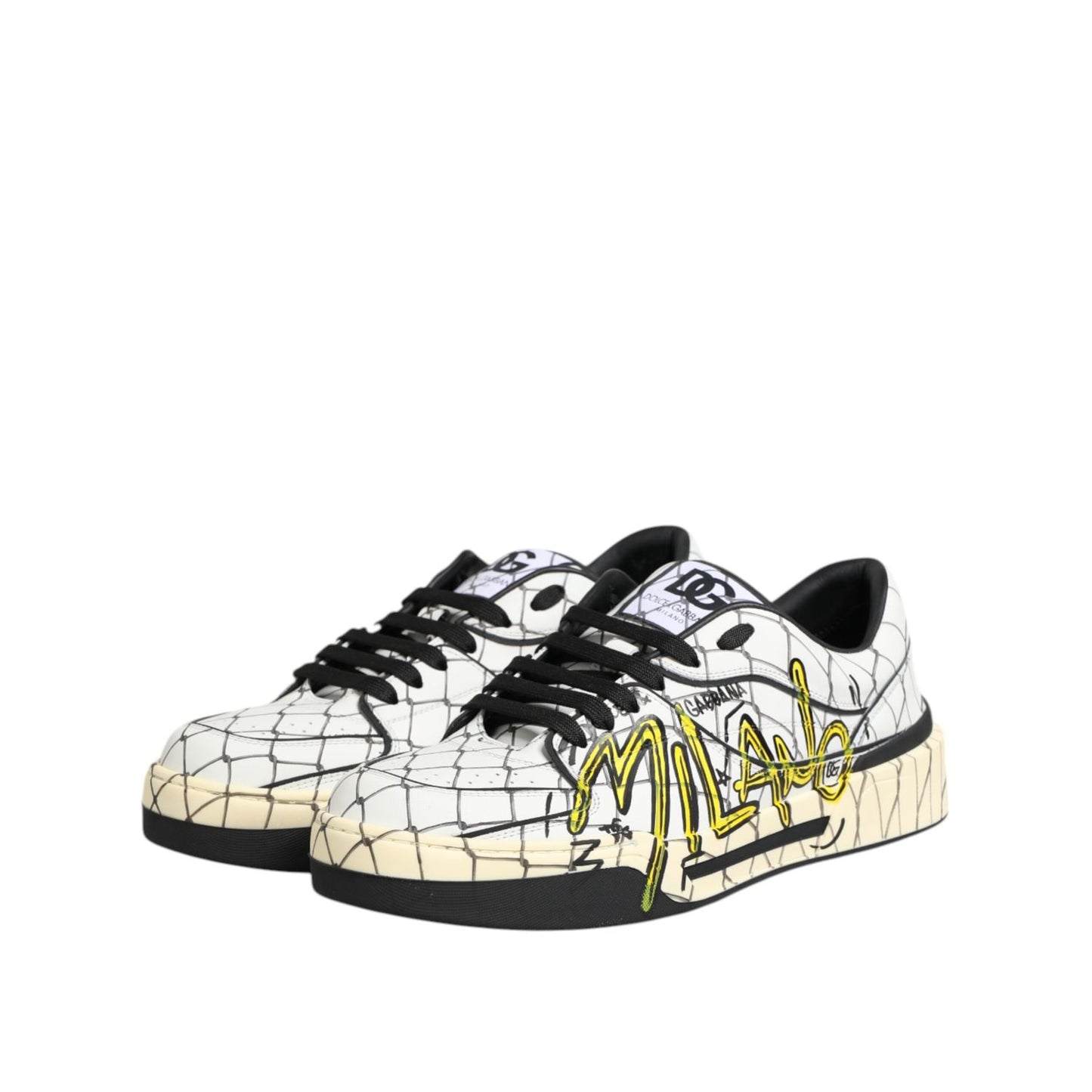 Dolce & Gabbana White Logo Print Low Top Men Sneakers Shoes
