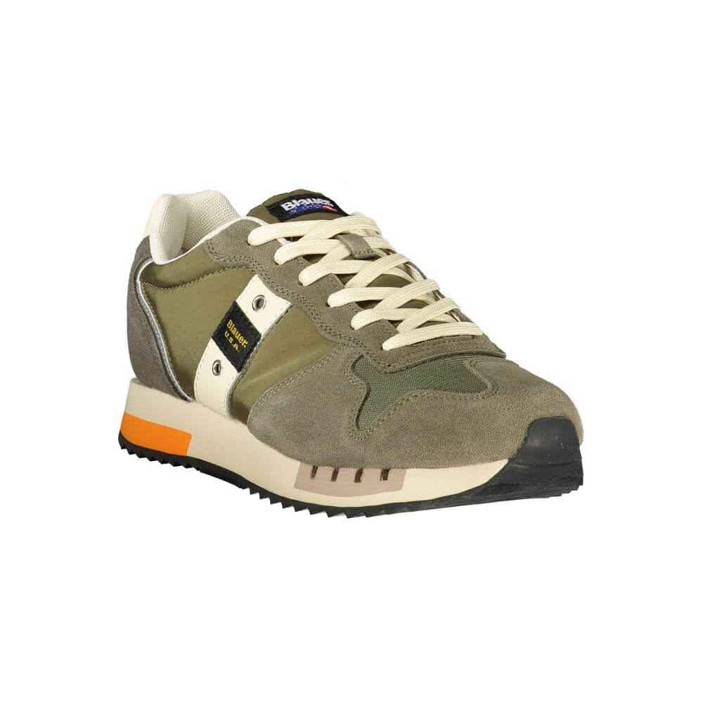 Blauer Green Polyester Men Sneaker with contrasting details and second set of laces for a dynamic, sporty look.