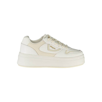 Blauer White Leather Women Sneaker with removable insole and contrasting details for comfort and style.