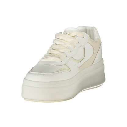 Blauer White Leather Women Sneaker with contrasting details and removable insole for comfort, featuring a bold design and iconic logo.