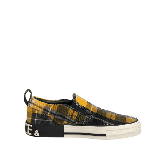 Dolce & Gabbana Multicolor Portofino Tartan Check Sneakers Shoes MV7825-40