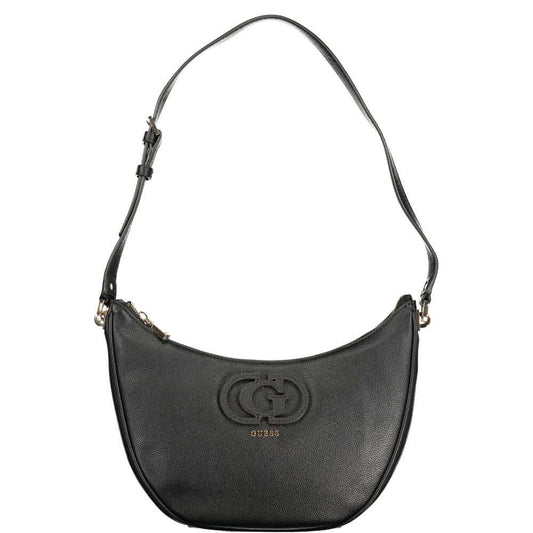 Guess Jeans Black Polyethylene Women Handbag with adjustable strap and zip closure for modern fashion-forward individuals.